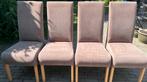4 stoffen beige eetkamerstoelen, Huis en Inrichting, Stoelen, Ophalen, Gebruikt, Overige kleuren, Vier