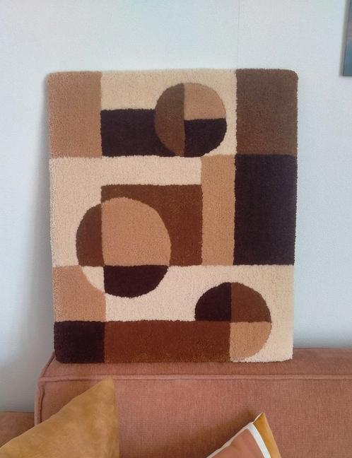 Wanddecoratie / wandkleed getuft schilderij bruin Mondriaan, Huis en Inrichting, Woonaccessoires | Wanddecoraties, Nieuw, Ophalen of Verzenden