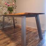 Boomstamtafel op r.v.s. onderstel, Huis en Inrichting, Ophalen, Gebruikt, 50 tot 100 cm, Vijf personen of meer