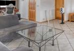 Vintage metal and glass coffee table, 1980, Ophalen of Verzenden, Rechthoekig, Glas, Minder dan 55 cm