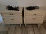 2 Brocante Nachtkastjes met Lade en Klep, Ophalen, Gebruikt, 55 tot 70 cm, 45 tot 65 cm