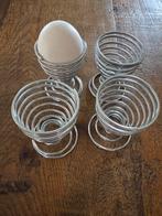 Set van 4 vintage metalen eierdopjes, Ophalen of Verzenden, Zo goed als nieuw, Glas of Kopje