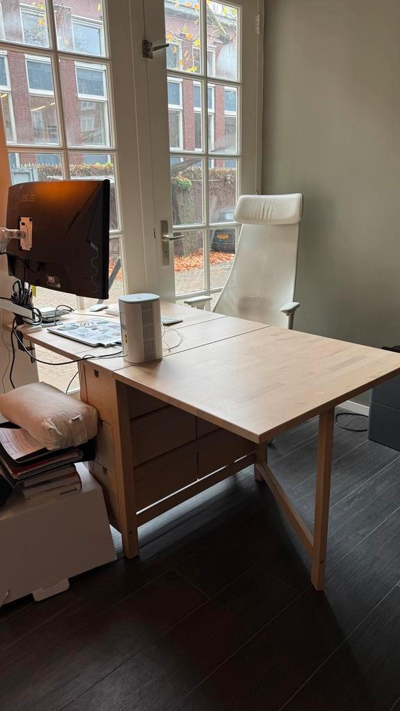 Ikea Norden Klaptafel - Ruimtebesparend!, Huis en Inrichting, Bureaus, Gebruikt, Bureau, Ophalen of Verzenden