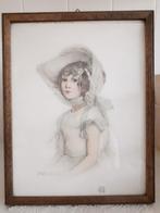 Oud schilderijtje lithograaf Mary Williams 1909, Antiek en Kunst, Ophalen of Verzenden
