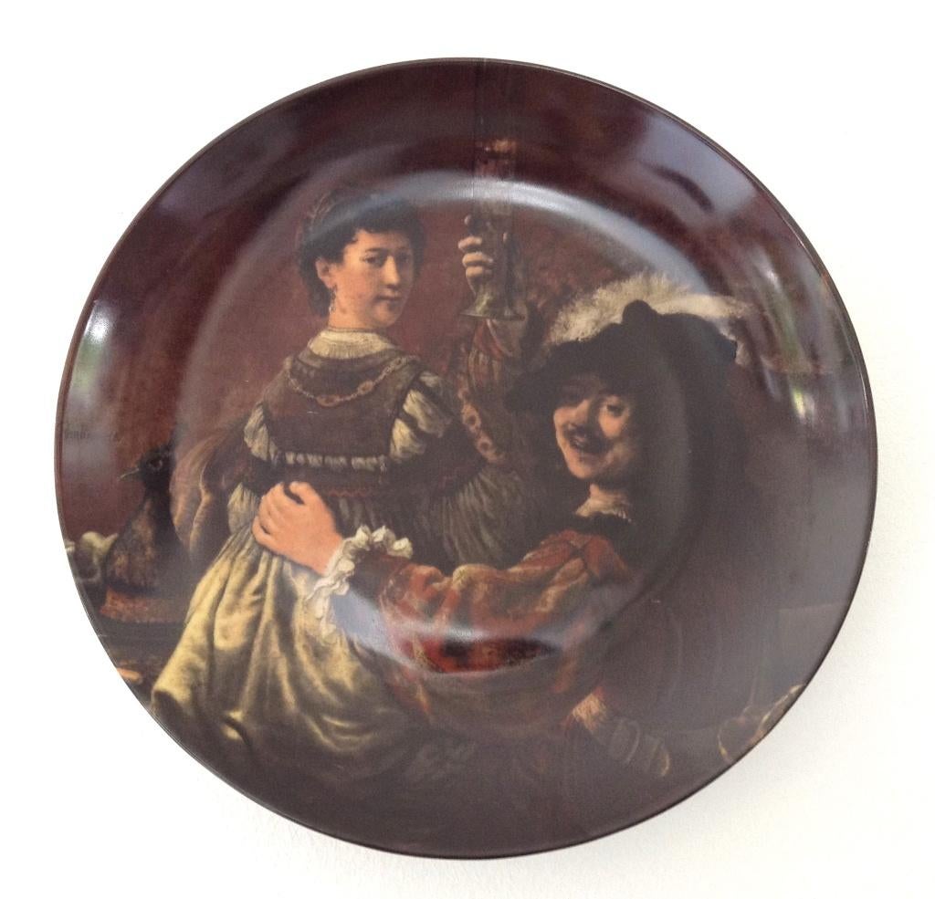 Vintage wandbord Rembrandt van Rijn - 'Rembrandt en Saskia', Antiek en Kunst, Antiek | Wandborden en Tegels, Ophalen of Verzenden