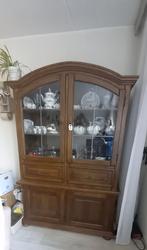 Eiken houten vitrine kast, Ophalen, Glas, Zo goed als nieuw, 150 tot 200 cm