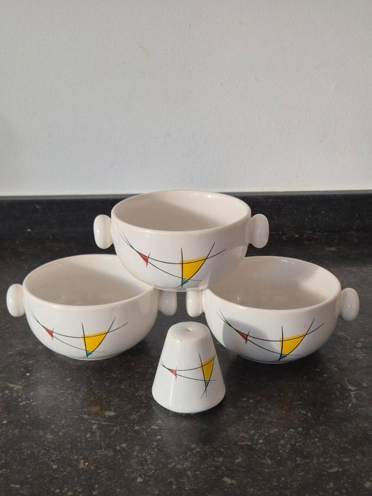 Vintage soepkommen met zoutvaatje VEB Torgau, Verzamelen, Retro, Huis en Inrichting, Ophalen of Verzenden