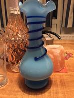 Blauw glazen vaas met spiraal, Ophalen of Verzenden