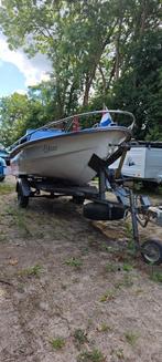 Polyester boot met trailer, Watersport en Boten, Vis- en Consoleboten, Ophalen, Gebruikt, Tot 10 pk, 3 tot 6 meter