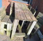 Een gave, hoge bar (eet)tafel met 6 hoge stoelen steigerhout, Tuin en Terras, Tuinsets en Loungesets, Ophalen, Gebruikt, 6 zitplaatsen