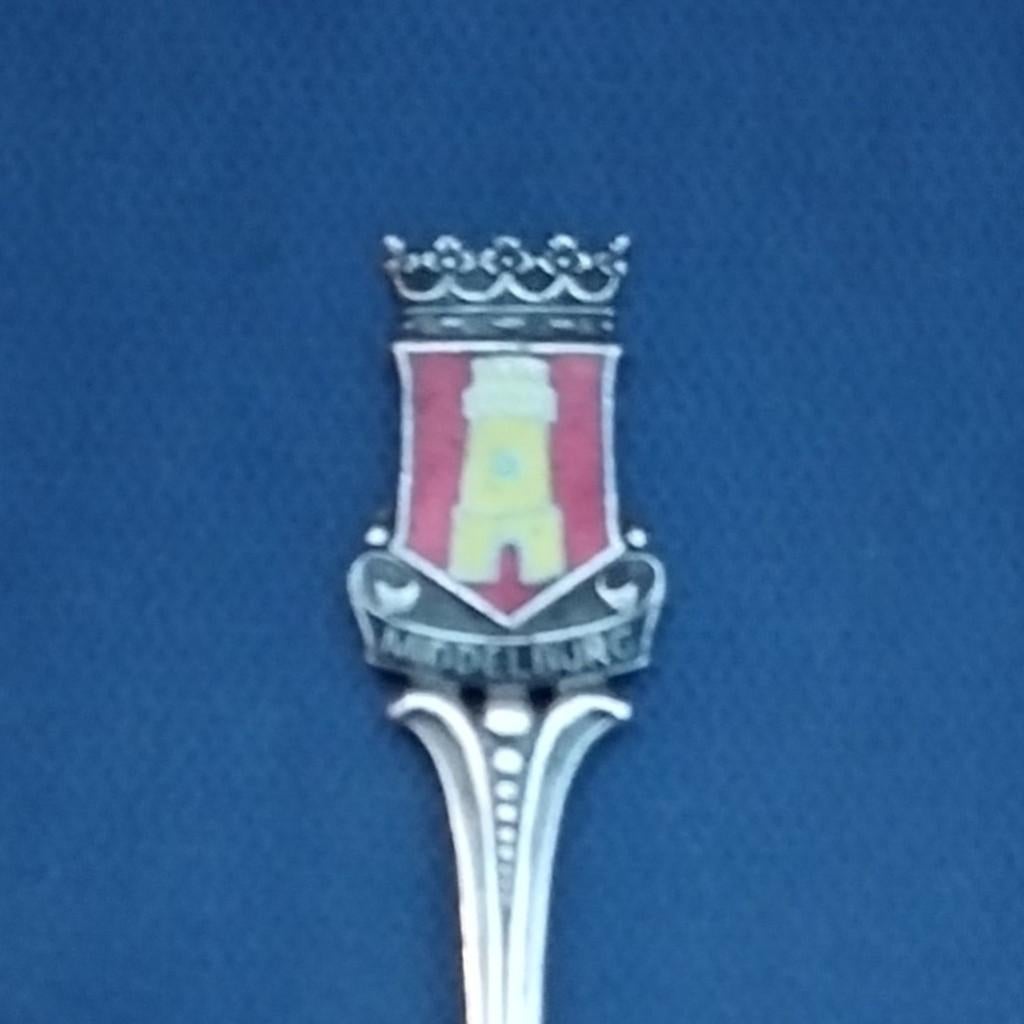 verzilverd lepeltje wapen Middelburg (SB sterretje 900, Ophalen of Verzenden