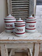 Set van 3 Belgische emaille voorraadbussen, Ophalen of Verzenden