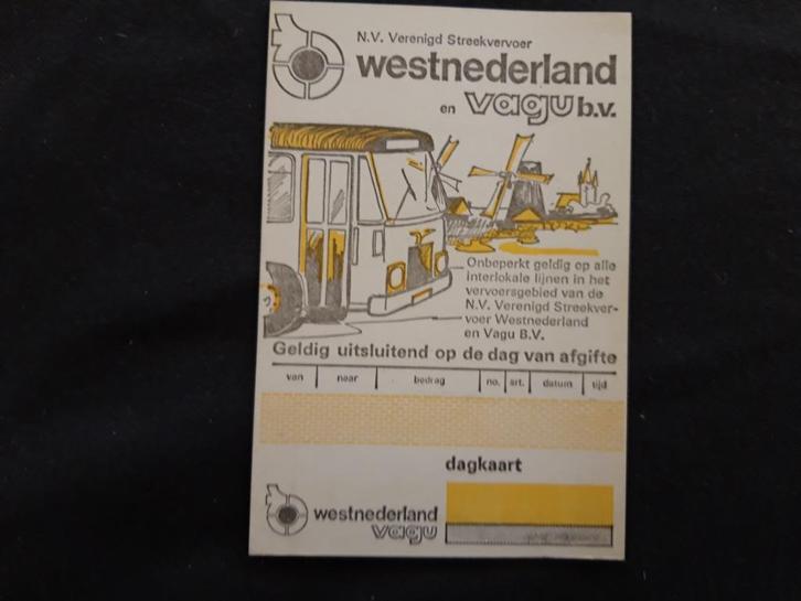 West Nederland - VAGU autobusdienst DAGKAART blanco, Verzamelen, Spoorwegen en Tramwegen, Zo goed als nieuw, Bus of Metro, Overige typen