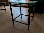Vierkante glazen messing bijzettafel, Huis en Inrichting, Tafels | Bijzettafels, Minder dan 55 cm, Vierkant, Ophalen, 45 tot 60 cm