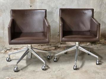 2 x arper masai stoelen bruin leer setprijs beschikbaar voor biedingen