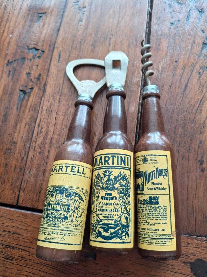 Vintage Flessenopeners - Martell, Martini, White Horse, Verzamelen, Merken en Reclamevoorwerpen, Ophalen of Verzenden
