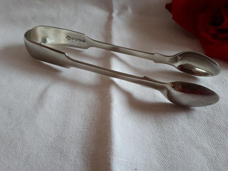 Antieke, Engelse, verzilverde klontjestang, Antiek en Kunst, Antiek | Bestek, Verzenden