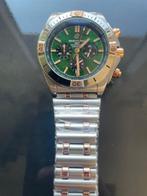 mooie dikke breitling met groene parelmoer plaat & roze goud, Staal, Breitling, Polshorloge, Nieuw