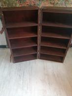 ANTIEKE HOUTEN KOFFER KAST MET LEDEREN ACCENTEN 92X88X13 CM, Ophalen of Verzenden