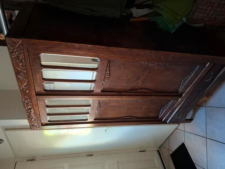 Mooi antiek hangkast met roede en lade, Antiek en Kunst, Antiek | Meubels | Kasten, Ophalen