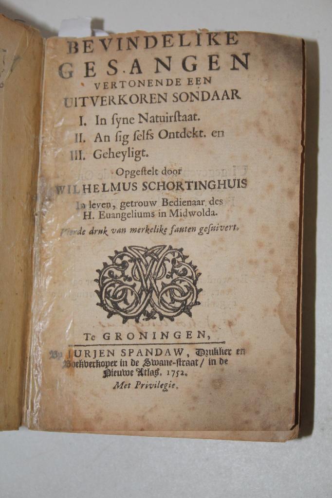 W. Schortinghuis - Bevindelijke gezangen (1752), Antiek en Kunst, Antiek | Boeken en Bijbels, Ophalen of Verzenden