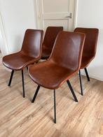 4x JYSK HYGUM Eetkamerstoel - Cognac Draaibaar, Ophalen, Bruin, Metaal, Zo goed als nieuw