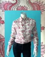 Vintage blouse katoen wit/roze maat S, Verzenden, Wit, Vintage, Maat 36 (S)