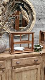 Unieke laboratorium vitrine met oud gebobbeld glas, Antiek en Kunst, Ophalen of Verzenden