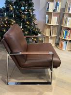 Montel leren stoel met stalen frame, Huis en Inrichting, Fauteuils, Ophalen, Gebruikt, Leer, 75 tot 100 cm