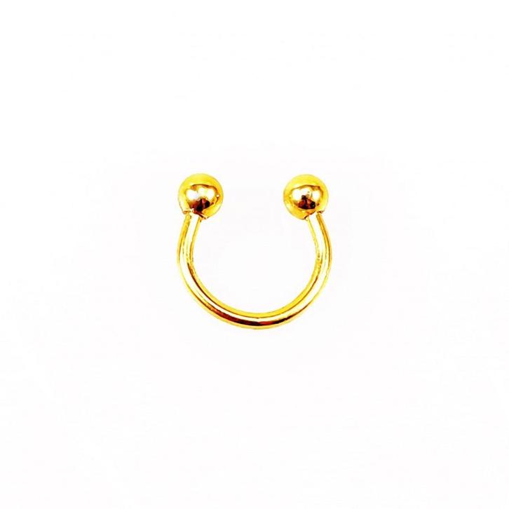 Goudkleurige RVS Hoefijzer + Bolletje Piercing Neus Septum, Sieraden, Tassen en Uiterlijk, Piercings, Nieuw, Oor- of Traguspiercing