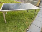 Gratis buiten tafel met Glazen Blad, Huis en Inrichting, Tafels | Eettafels, Ophalen, Gebruikt, 100 tot 150 cm, Vijf personen of meer