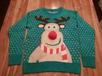 Kersttrui rendier rode neus echte pompon M foute kersttrui, Diversen, Kerst, Ophalen of Verzenden, Zo goed als nieuw