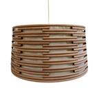 Vintage houten hanglamp met jute, Huis en Inrichting, Lampen | Hanglampen, Gebruikt, Hout, Ophalen of Verzenden, Onbekend