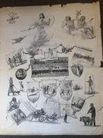 Prent Virtus Concordia Fides / Deugd Eendracht Trouw (frans), Gebruikt, Voor 1940, Prent, Buitenland
