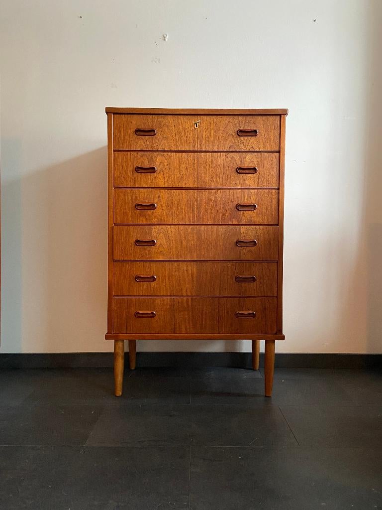 Vintage ladekast met 6 laden, Ophalen, Gebruikt, 5 laden of meer, 100 tot 150 cm