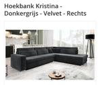 Hoekbank Kristina - Donkergrijs - Velvet - Rechts, Huis en Inrichting, Banken | Bankstellen, Zo goed als nieuw, Ophalen
