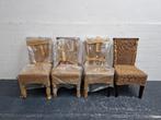 4 bruine rotan / rattan / rieten eetkamerstoelen, Huis en Inrichting, Stoelen, Ophalen, Riet of Rotan, Bruin, Zo goed als nieuw