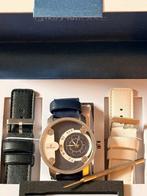 Gino Milano Horloge met Extra Bandjes, Overige merken, Leer, Staal, Polshorloge
