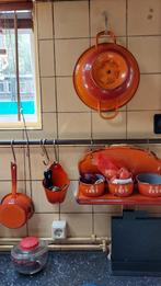 Vintage Emaille Keukengerei oranje rood broodtrommel zand, Antiek en Kunst, Antiek | Emaille, Ophalen of Verzenden