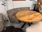 Ronde Eettafelbank taupe microvezel 185cm van 799,-nu 300,-, Ophalen, Rj, Zo goed als nieuw, Info@rjmeubeldiscount.nl