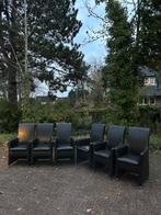 Set van 6 donkerbruine eetkamerstoelen, Huis en Inrichting, Stoelen, Gebruikt, Bruin, Leer, Ophalen of Verzenden