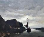 Toon Koster (1913-1990) - Rivierlandschap in de schemer, Ophalen of Verzenden