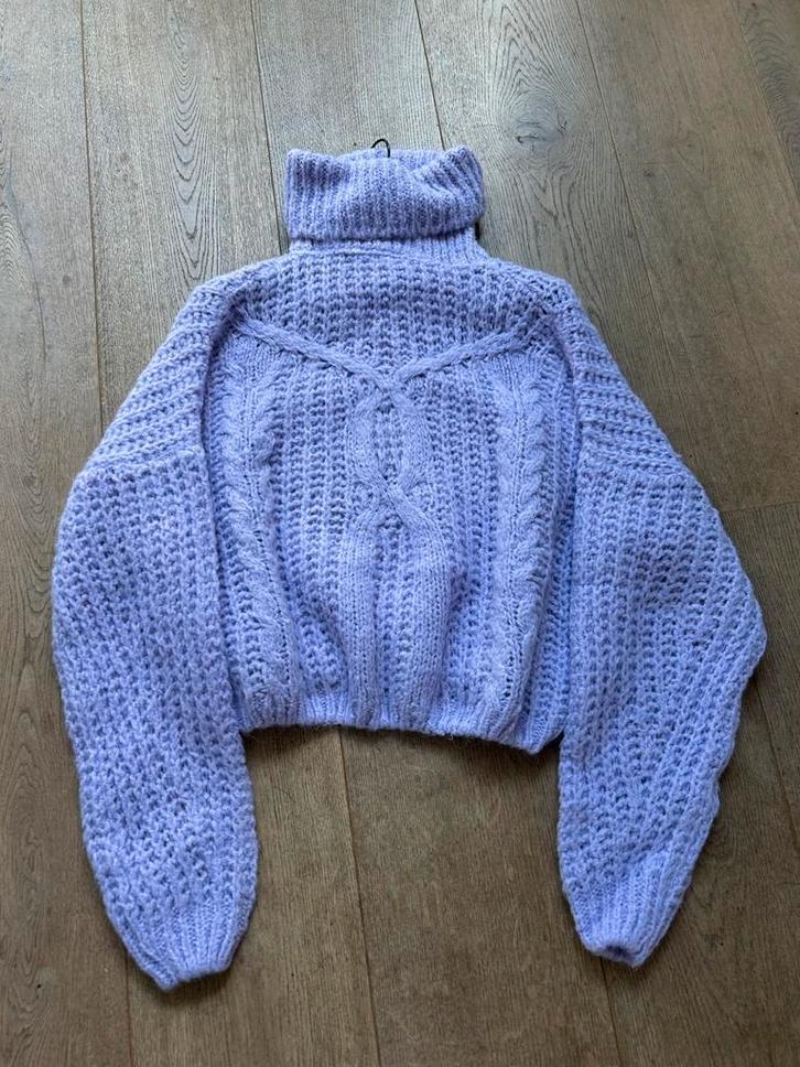 TURQUOISE losgebreide trui met col lila, Kleding | Dames, Truien en Vesten, Nieuw, Verzenden