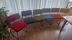 6 gekleurde rib stoelen van merk Makkii, Huis en Inrichting, Stoelen, Gebruikt, Overige kleuren, Ophalen of Verzenden, Stof