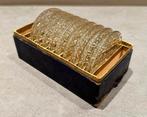 Set van 9 vintage glazen onderzetters – in originele doos, Ophalen of Verzenden