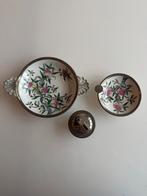 Franse porseleinen asbakset met tin; CHANIN; handbeschilderd, Ophalen of Verzenden