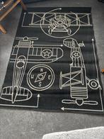 Zwart Vloerkleed Kinderkamer - Vliegtuig Design 170x120cm, Ophalen, 100 tot 150 cm, Zwart, Zo goed als nieuw