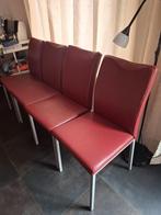 Gratis afhalen 4 lederen eetkamerstoelen, Huis en Inrichting, Ophalen, Leer, Zo goed als nieuw, Vier