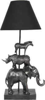 Tafellamp Olifant en dieren 32x27x65 cm Zwart Kunststof kap, Huis en Inrichting, Lampen | Tafellampen, Ophalen of Verzenden, Nieuw