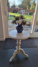 Stoer landelijk brocante wijntafel bijzettafel, Huis en Inrichting, Tafels | Bijzettafels, Ophalen, Rond, Minder dan 55 cm, 60 cm of meer